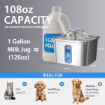 Ophanie 108oz/3.2L Stainless Steel Cat Water Fountain with Replacement Filters & Silicone Mat, Automatic Water Dispenser for Cat and Dogs, Electric Drinking Bowl Suitable for Multiple Pets, Silver - Image 5