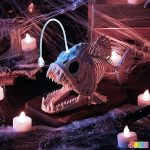 Joyfy Halloween Skeleton Fish Skeleton Halloween Decor,Plastic Skeleton with LED Eye for Halloween Decoration Outdoor Haunted House Party - Image 4