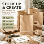100 Pack Paper Kraft Paper Bags,Heavy Duty Large Grocery Brown Bag,14x10.5x6.5 Inch Bags for Storage,Take out,Shopping,Sacks - Image 6