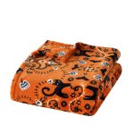 Way To Celebrate Halloween Jack-O'-Lantern Plush Oversized Couch Throw Blanket, Cream and Orange, 50 x 72 in - Image 9